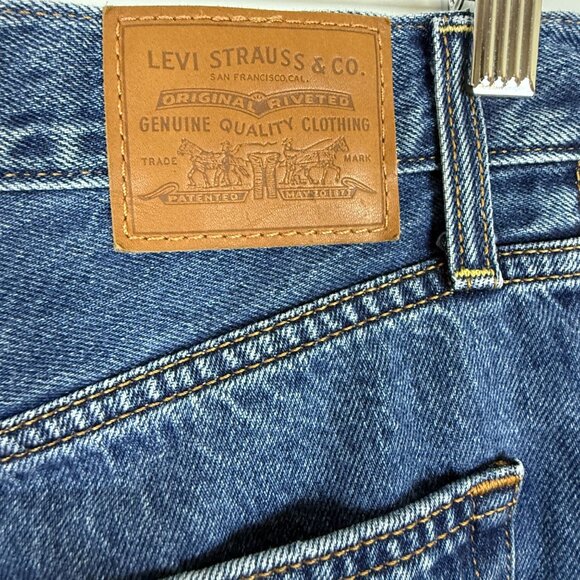 Levi's Premium Ribcage Straight Jeans Tag 28/29 Button Fly Big E High Rise Blue - Picture 9 of 13